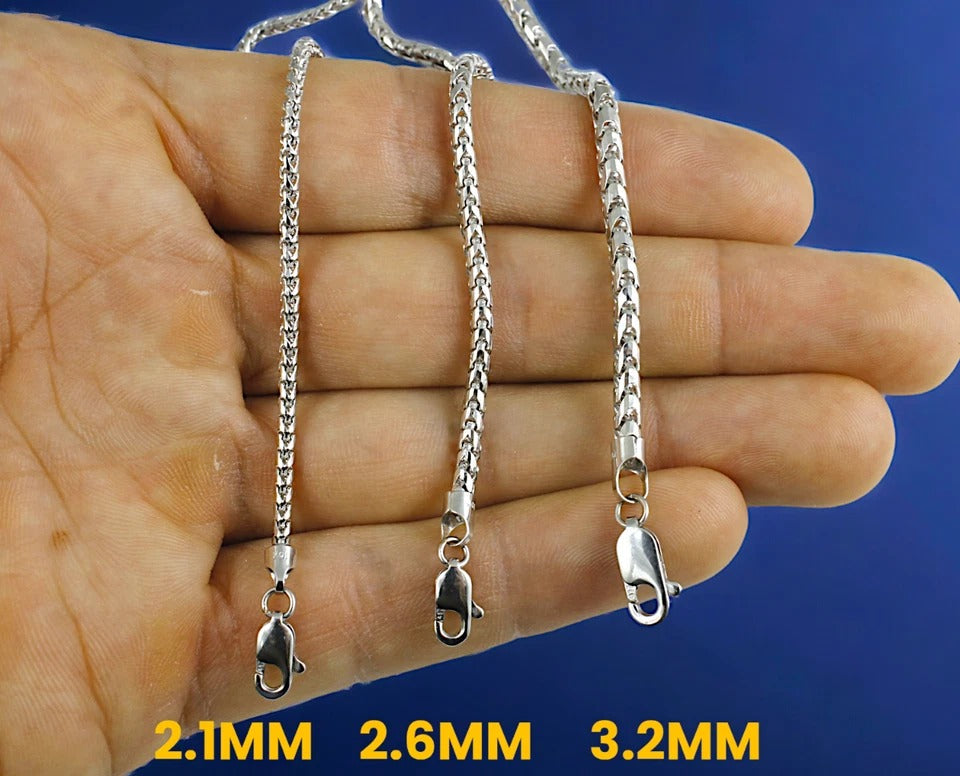 10K White Gold SOLID Franco Round Box Necklace Bracelet Chain Men Women Jewelry 1.5g | 1mm | 7 Inches | MADE IN ITALY