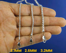 10K White Gold SOLID Franco Round Box Necklace Bracelet Chain Men Women Jewelry 1.5g | 1mm | 7 Inches | MADE IN ITALY