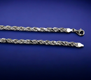 10K White Gold SOLID Rope Necklace Bracelet Chain Diamond Cut Real Men Women Jewelry 1.5g | 1.5mm | 7 Inches | MADE IN ITALY