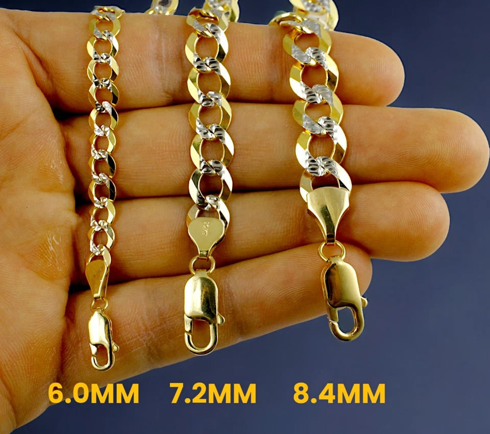 10K Yellow Gold SOLID Curb Cuban Pave Necklace Bracelet Chain Men Women Jewelry 2.1g | 3mm | 7 Inches | MADE IN ITALY