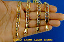 10K Yellow Gold Figaro Pave Necklace Bracelet Chain Italian Real Men Women Jewelry 1.1g | 2.5mm | 7 Inches | MADE IN ITALY