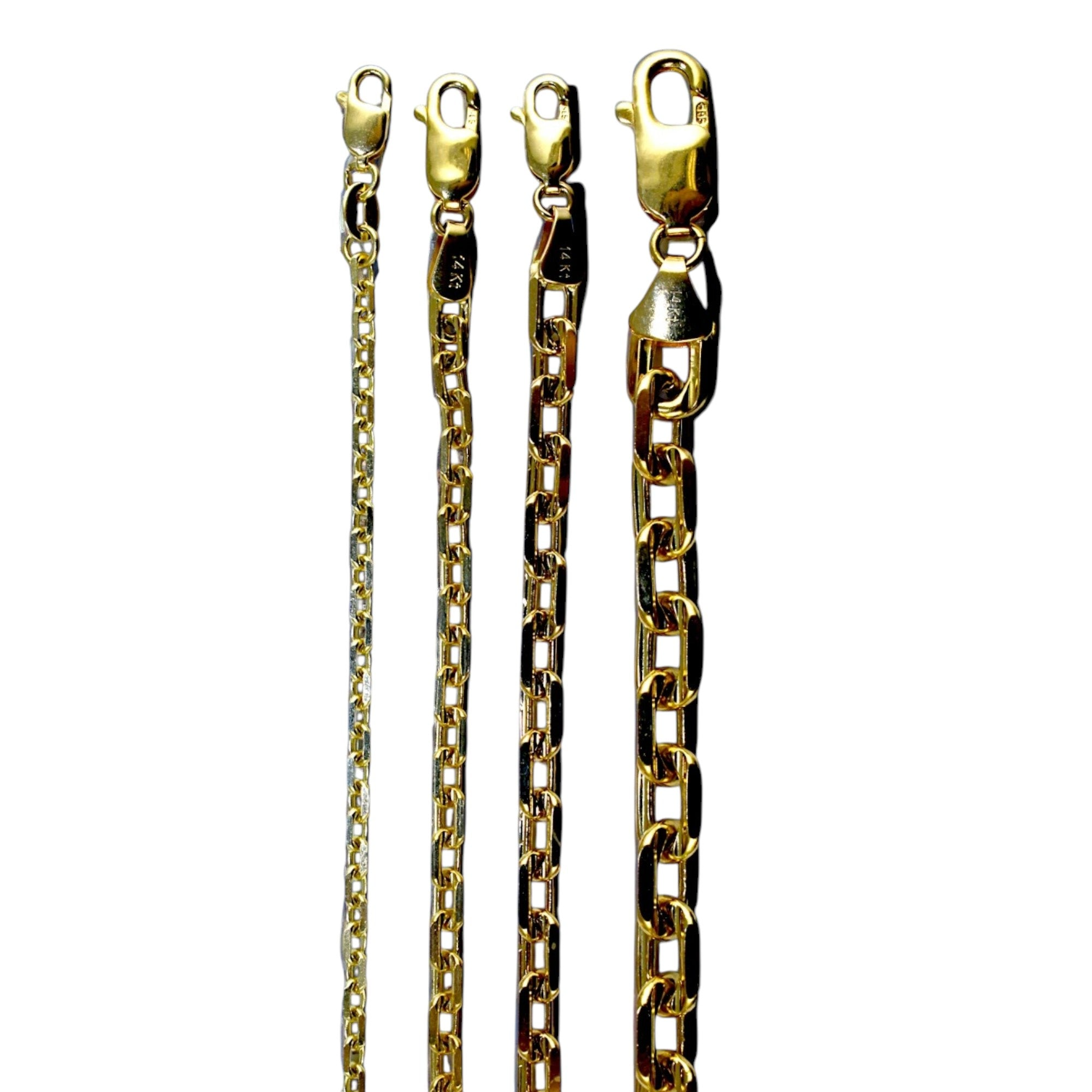 14K Yellow Gold SOLID Square Rolo Cable Necklace Bracelet Chain Men Women Jewelry 3.1g | 2.5mm | 7 Inches | MADE IN ITALY