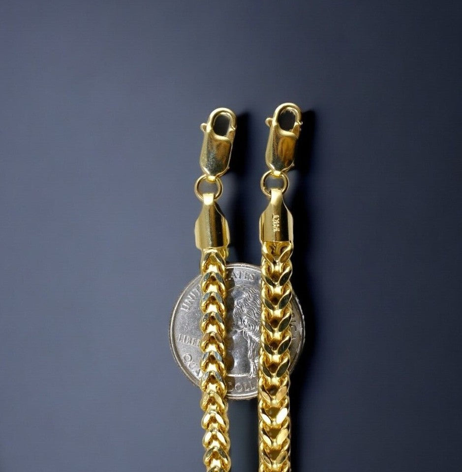 14K Yellow Gold Franco Square Box Chain Bracelet Real Gold Men Women Jewelry 2.5g | 1.8mm | 7 Inches | MADE IN ITALY