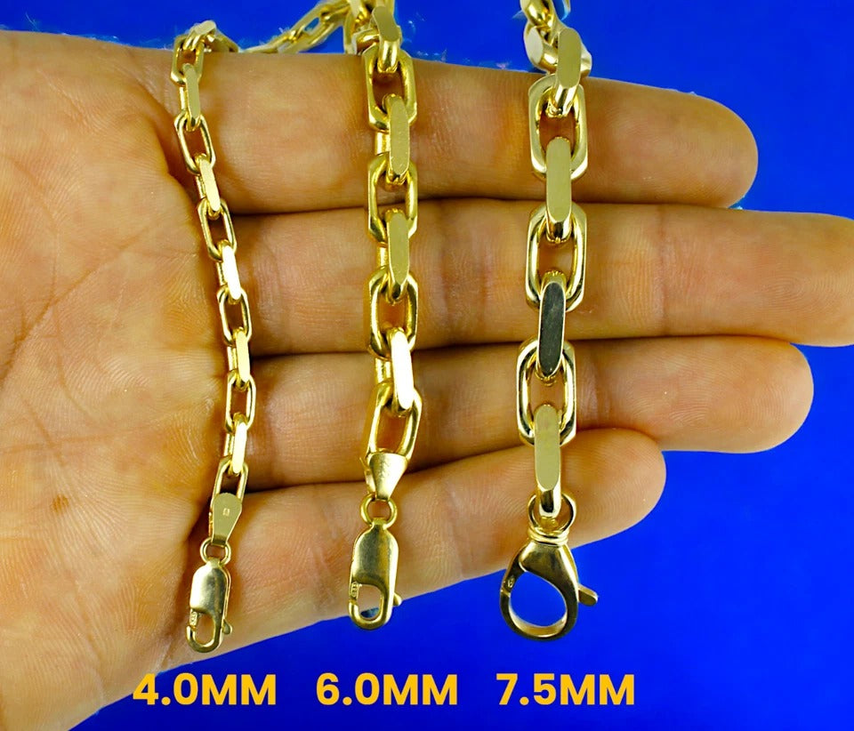 14K Yellow Gold SOLID Rolo Cable Necklace Bracelet Chain Men Women Jewelry 2.1g | 1.5mm | 7 Inches | MADE IN ITALY