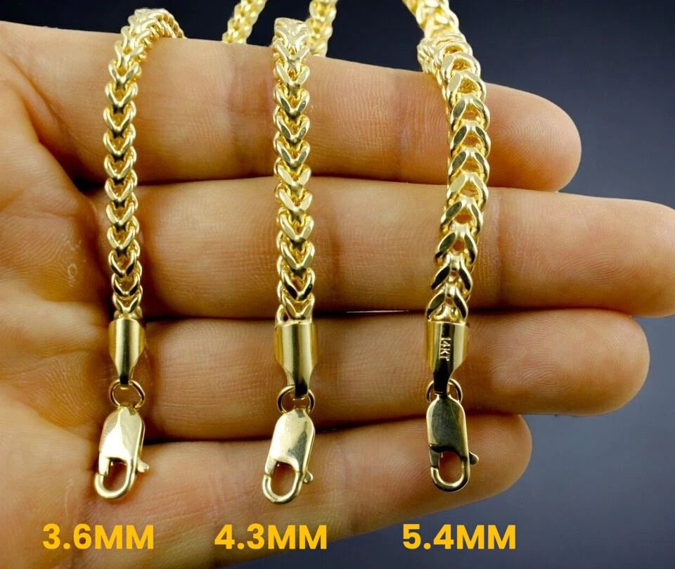 14K Yellow Gold Franco Square Box Chain Bracelet Real Gold Men Women Jewelry 2.5g | 1.8mm | 7 Inches | MADE IN ITALY