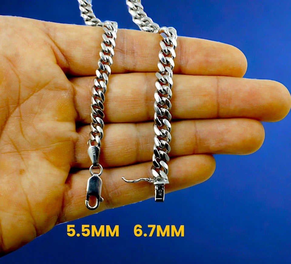 14K White Gold SOLID Miami Cuban Link Necklace Bracelet Chain Real Men Women Jewelry 3.4g | 2.3mm | 7 Inches | MADE IN ITALY