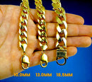 10K Yellow Gold Curb Cuban Necklace Bracelet Chain Real Gold 2mm-8mm 7"-30" | MADE IN ITALY