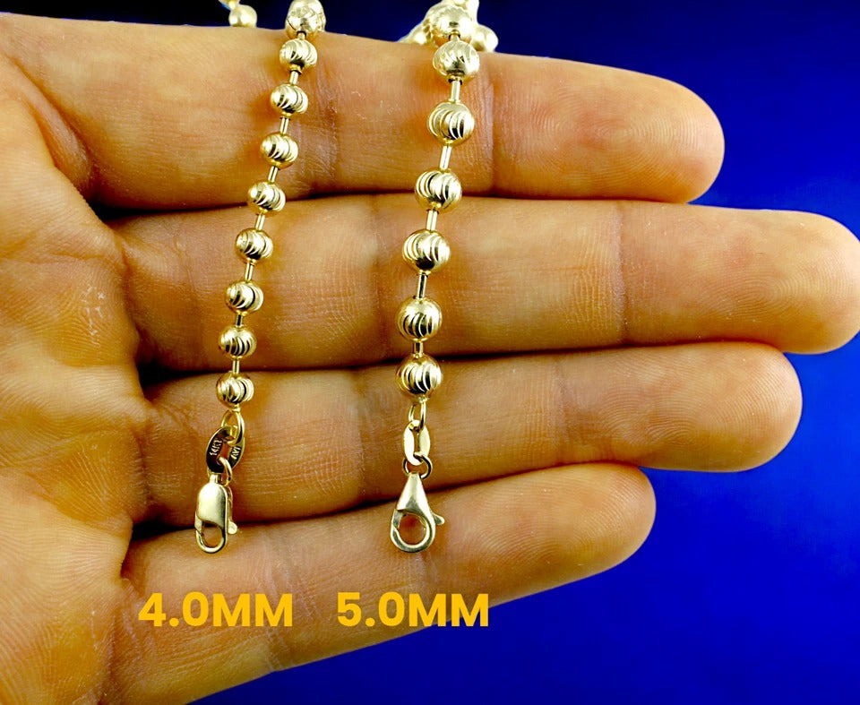 14K Yellow Gold SOLID Round Ball Bead Necklace Bracelet Chain D/C Men Women Jewelry 2.2g | 2mm | 7 Inches | MADE IN ITALY