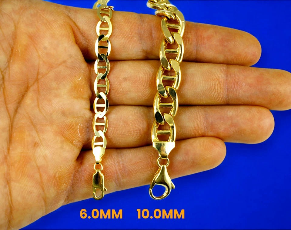 10K Yellow Gold SOLID Anchor Mariner Necklace Bracelet Chain Link Men Women Jewelry 1.7g | 3mm | 7 Inches | MADE IN ITALY