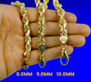10K Yellow Gold Rope Necklace Bracelet Chain Diamond Cut 2mm-10mm 7"-30" | MADE IN ITALY