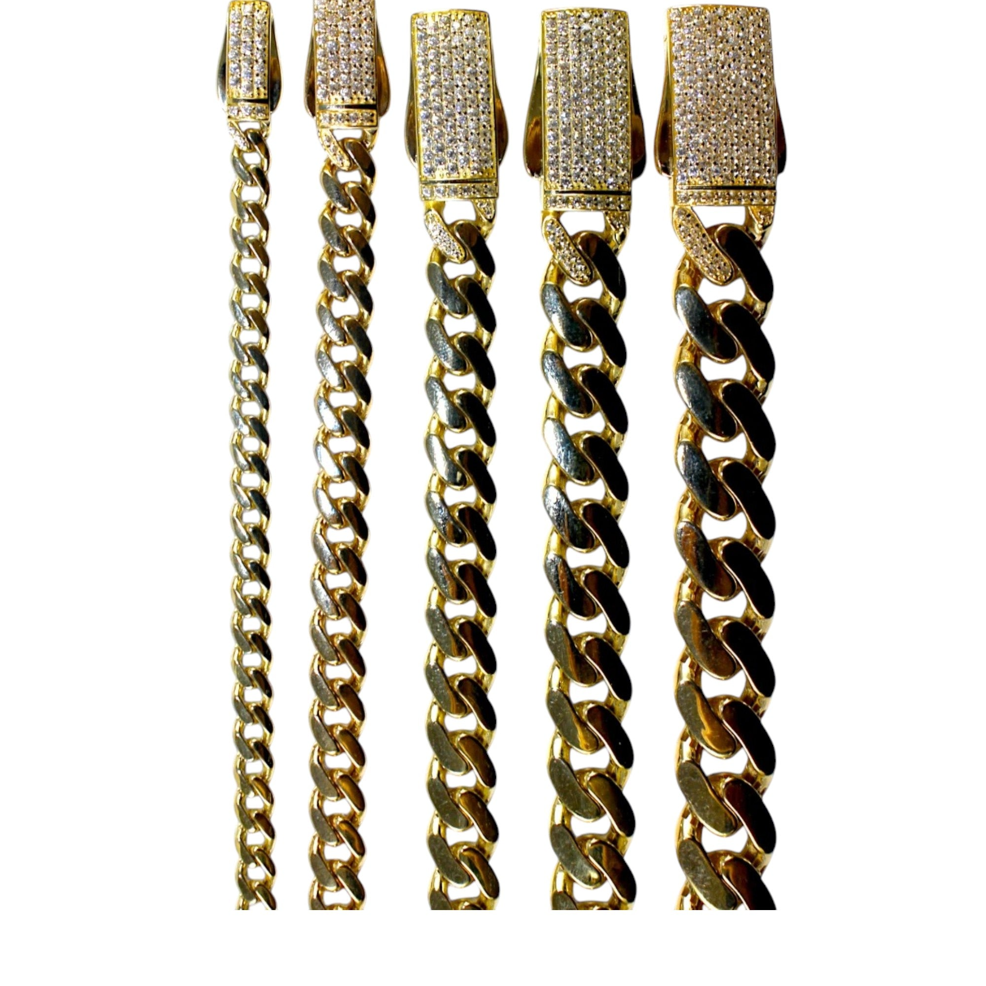 10K Gold Monaco Miami Cuban Link Necklace Bracelet Chain CZ Pave Men Women Jewelry 5.8g | 5mm | 7 Inches | MADE IN ITALY