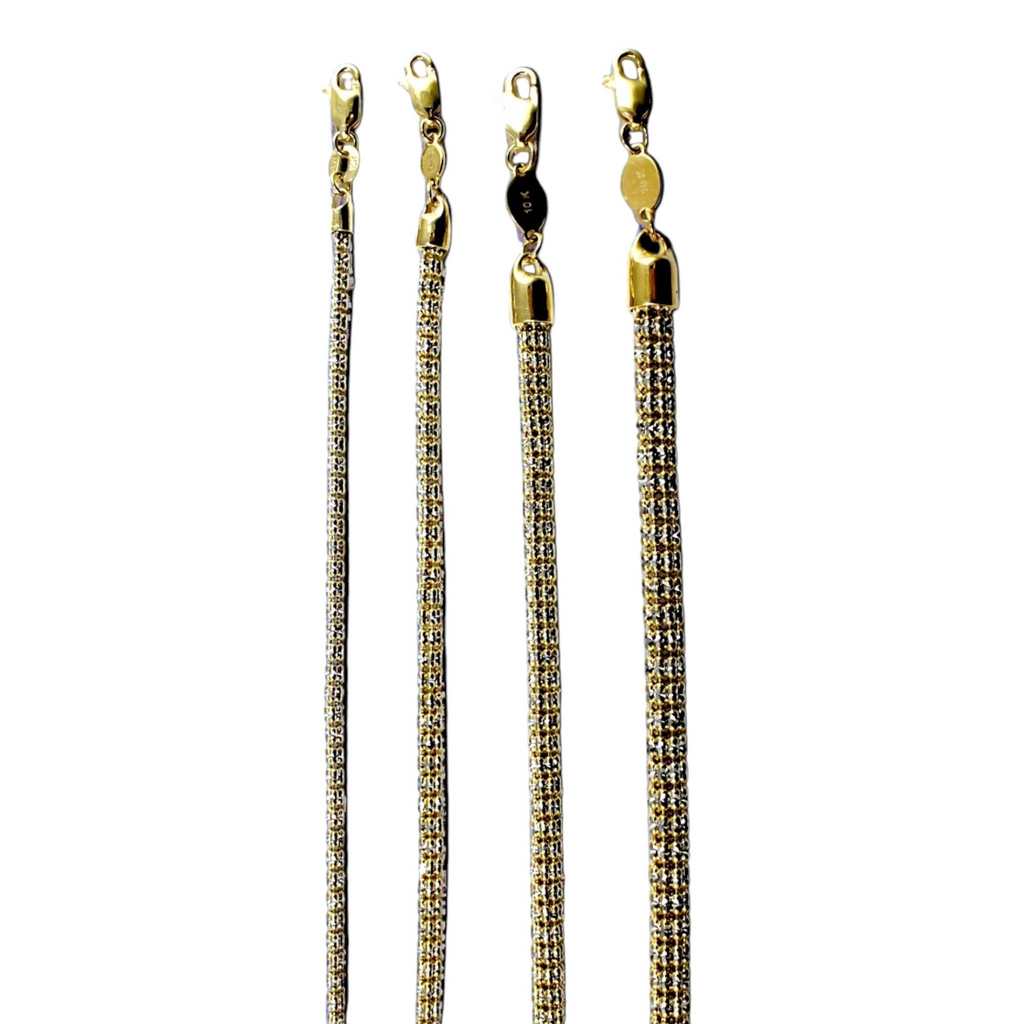 10K Yellow Gold SOLID Ice Link Necklace Bracelet Chain Pave Men Women Jewelry 3.2g | 2mm | 7 Inches | MADE IN ITALY