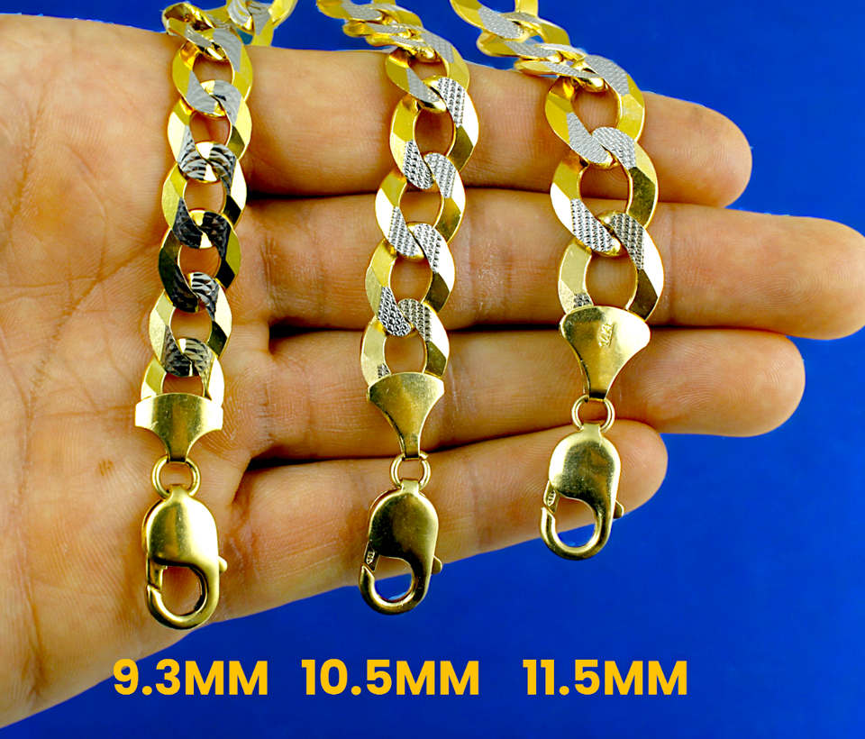 14K Yellow Gold SOLID Pave Cuban Curb Necklace Bracelet Chain Diamond Cut Men Women Jewelry 1.7g | 2.5mm | 7 Inches | MADE IN ITALY