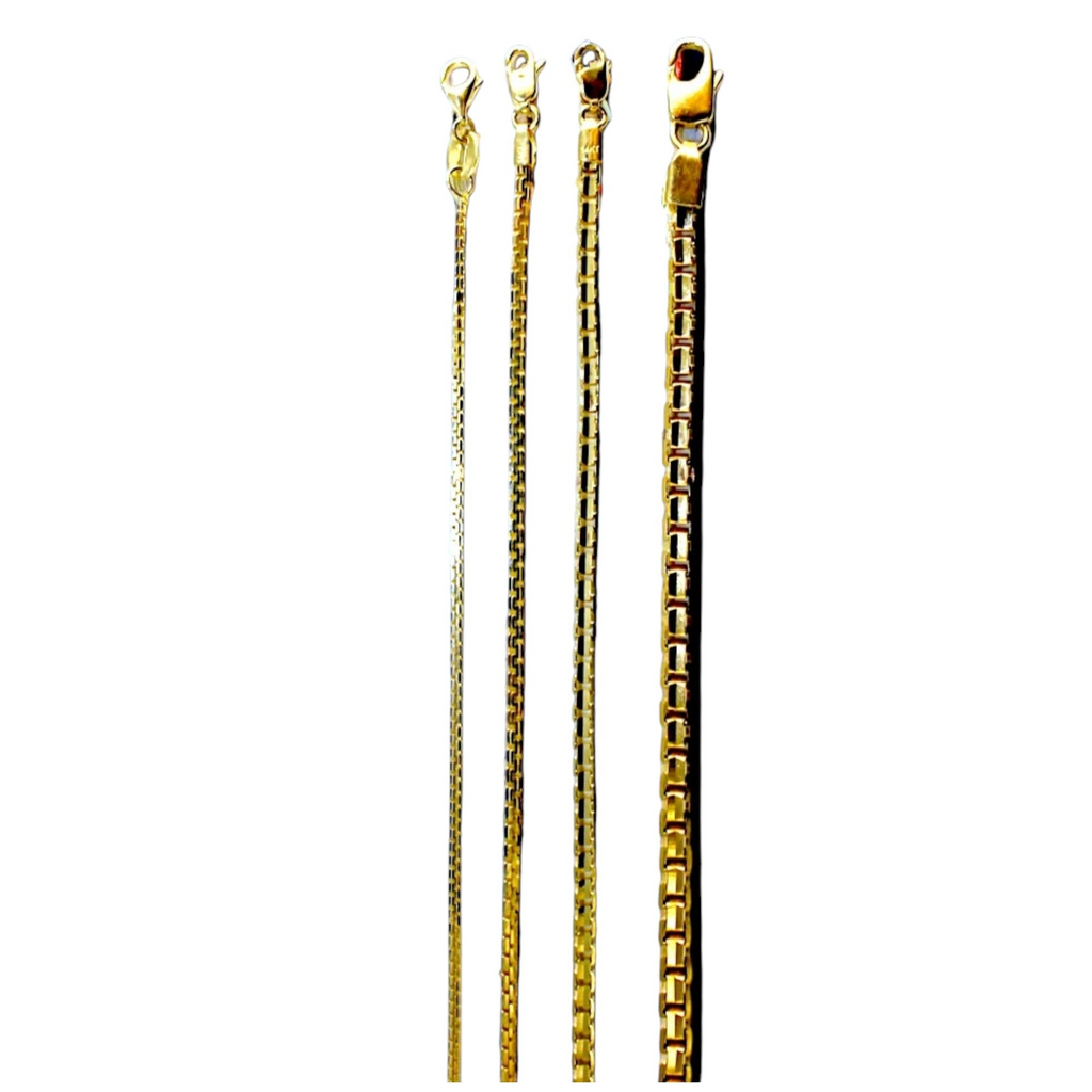 14K Yellow Gold SOLID Square Box Chain Necklace Bracelet Men Women Jewelry 1.2g | 1mm | 7 Inches | MADE IN ITALY