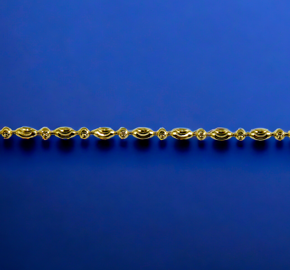 14K Yellow Gold SOLID Long Round Ball Bead Necklace Bracelet Chain Men Women Jewelry 1.6g | 1.5mm | 7 Inches | MADE IN ITALY