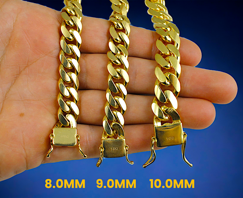 14K Yellow Gold SOLID Miami Cuban Necklace Bracelet Chain Men Women Jewelry 2.7g | 1.8mm | 7 Inches | MADE IN ITALY