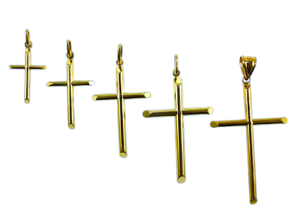 14K Yellow Gold SOLID Cross Crucifix Pendant Charm Real Shiny Gold Men Women 1.1g | 30mm x 18mm Inches | MADE IN ITALY