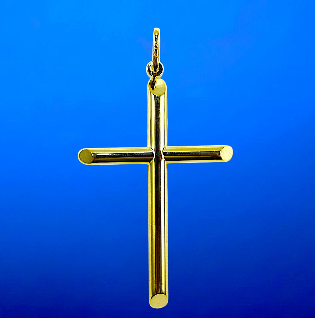 10K Yellow Gold SOLID Cross Crucifix Pendant Charm Real Shiny Gold Men Women 1.1g | 35mm x 15mm Inches | MADE IN ITALY