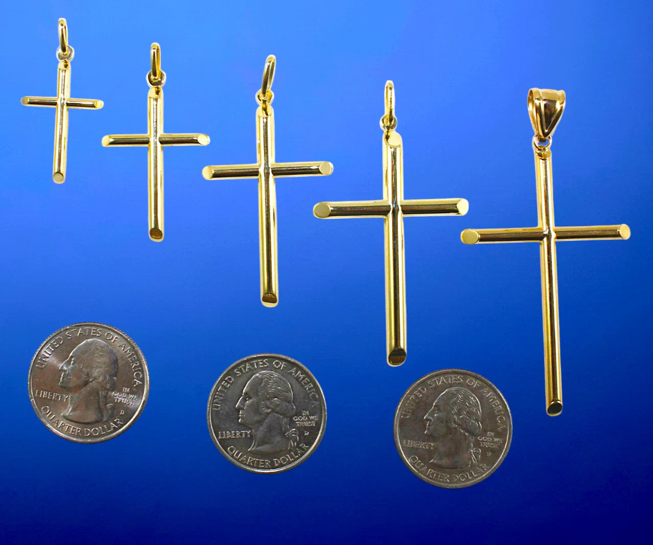 10K Yellow Gold SOLID Cross Crucifix Pendant Charm Real Shiny Gold Men Women 1.1g | 35mm x 15mm Inches | MADE IN ITALY