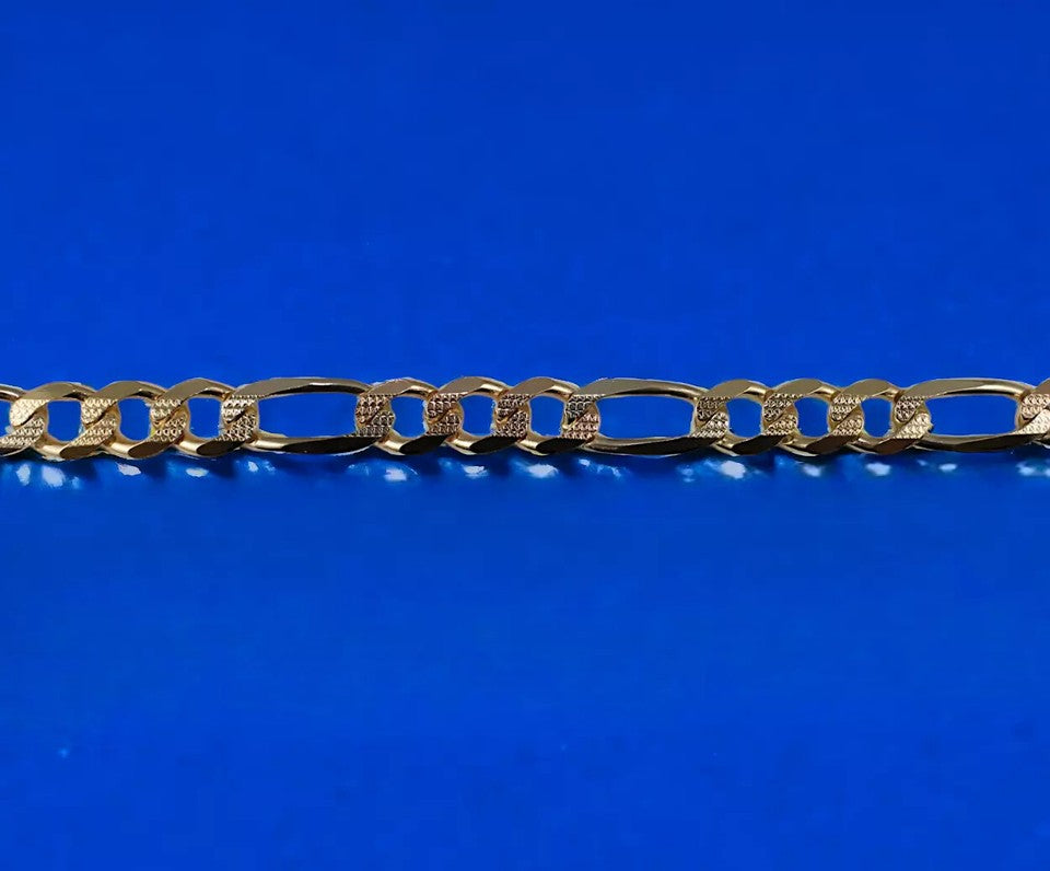 14K Tri Color Gold Figaro Necklace Bracelet Chain Diamond Cut Men Women Jewelry 1.2g | 2.5mm | 7 Inches | MADE IN ITALY
