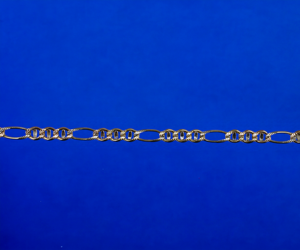 14K Tri Color Gold SOLID Figarucci Anchor Mariner Chain Necklace Link Men Women Jewelry 2.1g | 2.7mm | 7 Inches | MADE IN ITALY