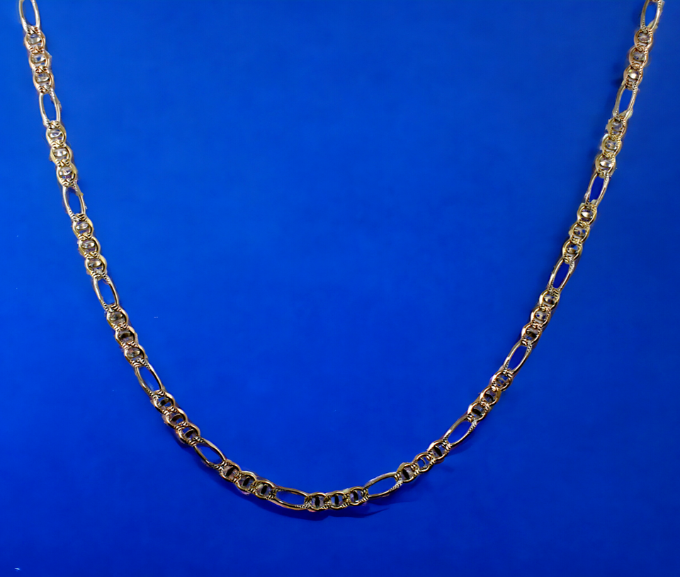 14K Tri Color Gold SOLID Figarucci Anchor Mariner Chain Necklace Link Men Women Jewelry 2.1g | 2.7mm | 7 Inches | MADE IN ITALY